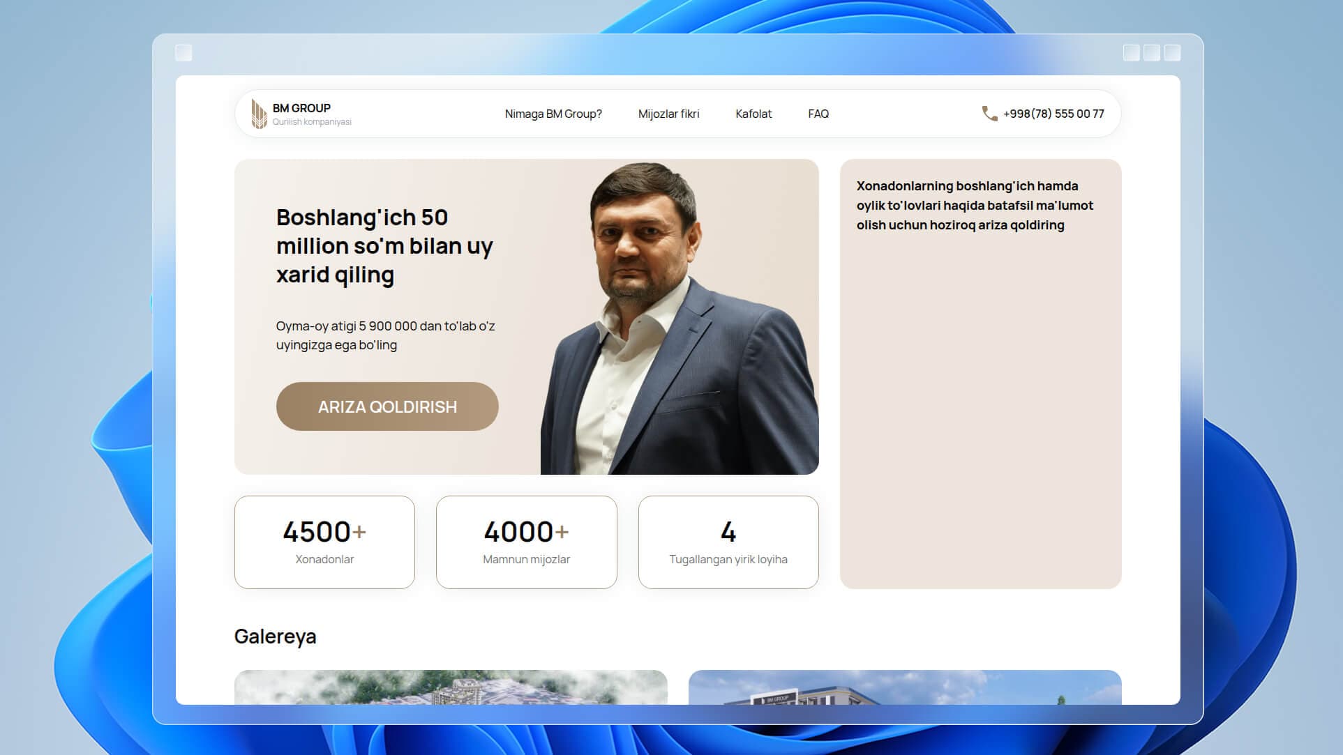 BM Group uchun sotuv sayti