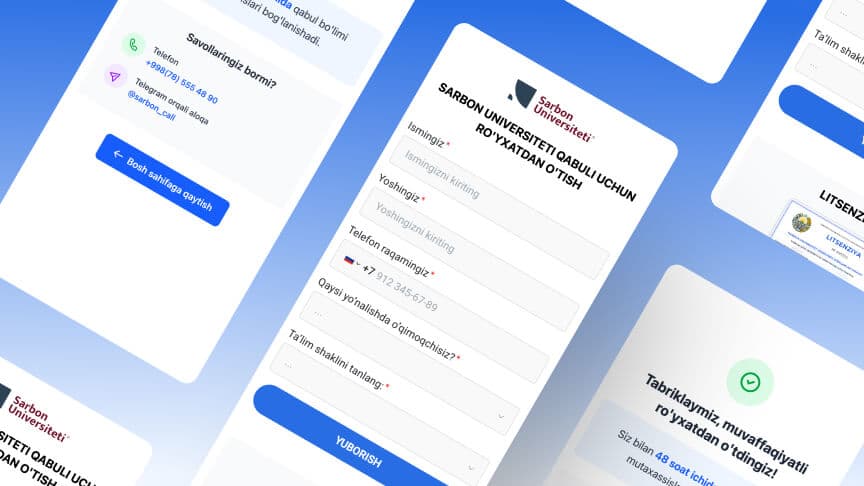 Sarbon Universtitetiga qabul uchun forma